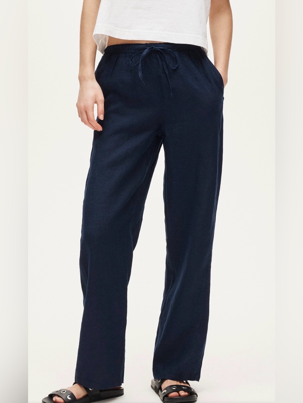 J.Crew Soleil Linen Pants Navy S Tall NWT
